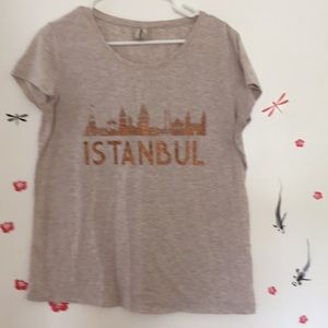 Women's Beige Istanbul Graphic Tee